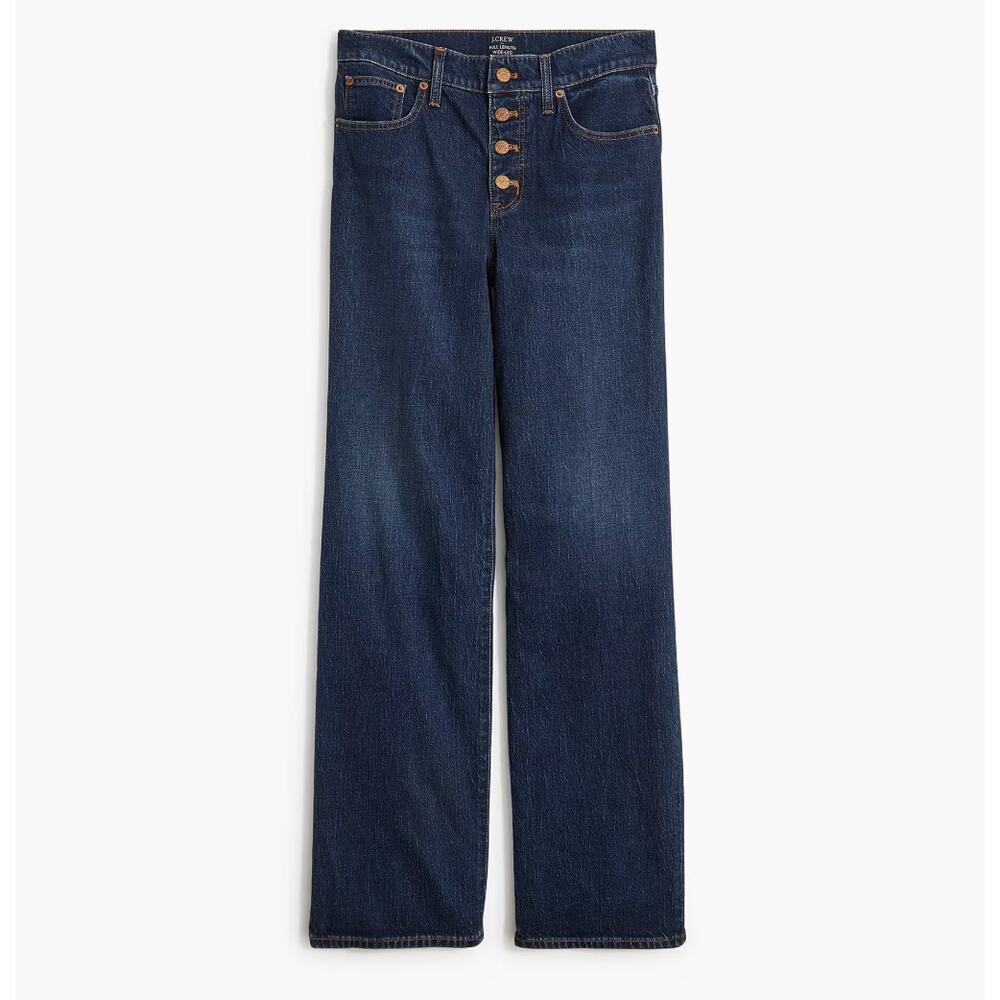 J.Crew Full Length Wide Leg Jean All Day Stretch Space Navy Blue Wash US 35 NWT - Picture 3 of 12